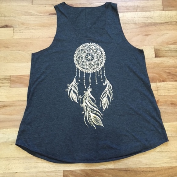 NWOT, Women Sleeveless Tank Top,100% Polyester, Grey, “Dream Catcher” silkscreen - Picture 2 of 6